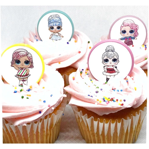 Blue Fox Baking LOL Doll Glitter Cupcake Toppers Cake Topper Party Favors Birthday Party Supplies Set of 24 rings from Blue Fox Baking