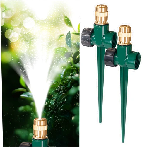 LIULO TOOL 2 Pack Metal Lawn Sprinkler, Automatic Brass Sprinkler with Spike Base, 360 Degree Adjustable Sprinklers Nozzle Large Area Coverage for Lawn Grass Patio Garden Irrigation