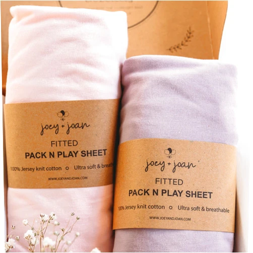 Joey + Joan Pack and Play Sheets Fitted – Compatible with Graco Pack n Play Playard Crib and Other 27 x 39 Inch Playpen Mattress – Snuggly Soft 100% Jersey Cotton – Pale Pink + Lilac – 2 Pack