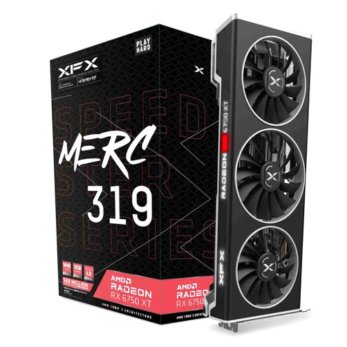 XFX SPEEDSTER MERC319 RADEON RX 6750XT BLACK Gaming Graphics Card with 12GB GDDR6 HDMI 3xDP, AMD RDNA 2 RX-675XYTBDP