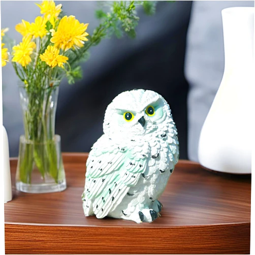 XKFLAUHM Snowy White Owl Statue and Figurine for Home Decoration Owl Decor for Office Shelf Bookshelf Table Decor Accents Cute Realistic Owl Ornament Gifts for Bird Lover Owl