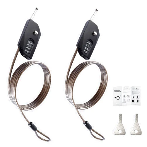 Ayifan 2 Pack Adjustable Combination Lock, Flexible Retractable Steel Locking Cable Trail Camera, 6.6ft Long Cable Lock for Luggage Suitcase Helmet Black