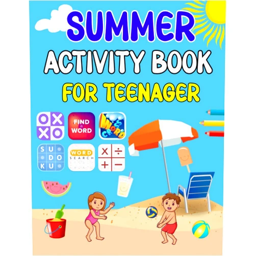 DFCV TYUI Summer Activity Book For Teenagers: Summer Travel Puzzles for Teens and Adults, Includes Word Search, Word Scramble, Crossword, Math, Number Place, ... Tic Tac Toe, Coloring, Mazes And More!