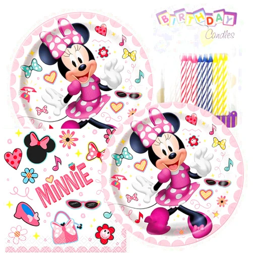 Lobyn Value Packs Minnie Happy Birthday Plates & Napkins Party Supplies - 7