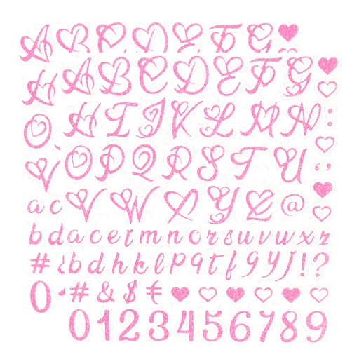 YKYUASD 820 Pcs 10 Sheets Valentines Day Stickers Vinyl Gold Alphanumeric Stickers Self-Adhesive Letter Number Symbol Heart Stickers for DIY Crafts Art, Classroom Decor, Address Number (Pink,1inch)