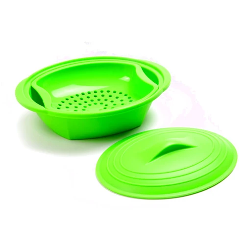 Norpro Silicone Steamer with Insert, Green, 1 Count (Pack of 1)