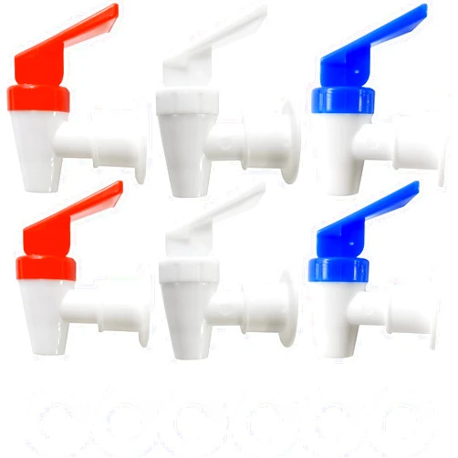 GXXMEI 6PCS Replacement Cooler Faucet, 2 White and 2 Red and 2 Blue Water Dispenser Tap Set, Internal Thread Plastic Spigot