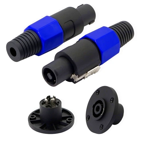 GELRHONR Speakon NL4FC，GELRHONR NL4 Connector Round Speaker Plug Twist Lock 4 Pole Speaker Plug Compatible with Speakon NL4FC, NL4FX, NLT4X, NL2FC, NA4LJ, NA4LJX, NL4MP, NL4MPR - 2 Pairs