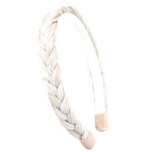 DIGUAN Headband Synthetic Hair Plaited Headband Braid Braided With Teeth Hair Band Accessories for Women Girl Wide 0.9 Inch (White Blonde)