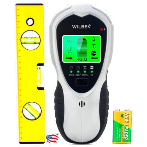 WILBEK Revolutionary 5-in-1 Stud Finder with High-Precision Microprocessor Chip & HD LCD - Includes Exclusive 9