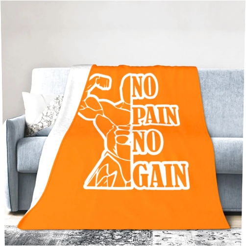 ELLAZY No_Pain No_Gain Blanket 3D Print Beach Blankets Light Warm Living Room Blanket