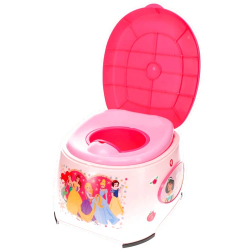 Ginsey Disney Princess 3-in-1 Potty Training System for Toilet Training Kids, Multi-Stage Potty Training - Floor Potty, Detachable Potty Ring, Step Stool | Toilet Seat for Kids and Toddlers