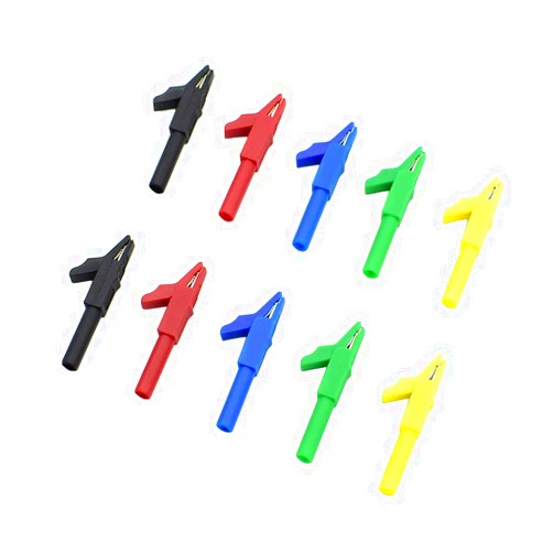 Zhenyu 10Pcs 300V 15A Safety Insulated Multimeter Test Alligator Clips Electrical Tools with 4mm Banana Jack Socket Adapter