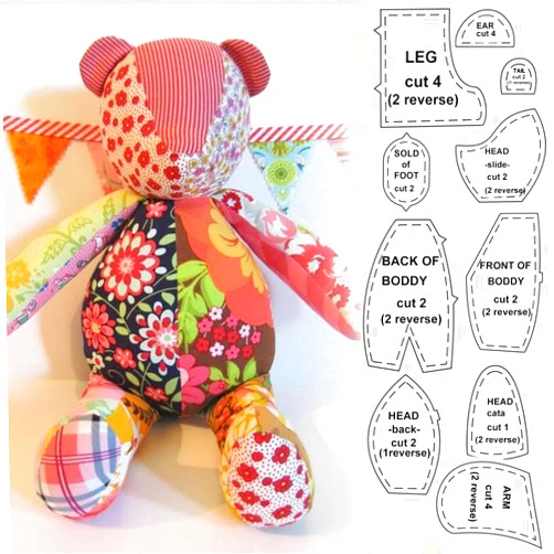 Shumeishop Memory Bear Template Ruler Set with Instructions - Sewing Pattern Template Acrylic Quilting Template Cutting Set, Memory Bear Sewing Patterns Template Home Sewing Art Craft for Gift 10pcs (D-10inch)