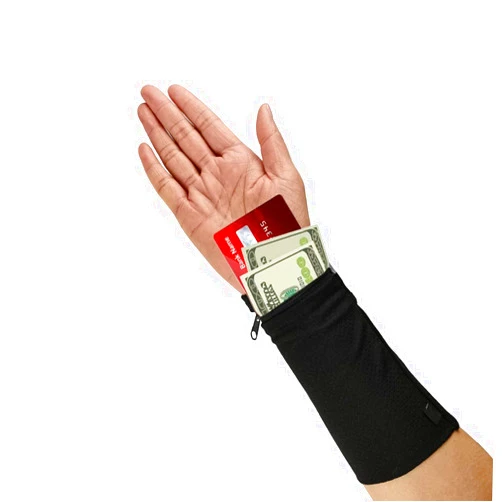 AMABAZR Premium Wrist Wallet - Cell Phone Holder with Zipper Storage Band for Travel, Outdoor Sports Running - Sweat Band Wristband,Black