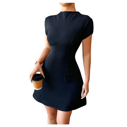 Milumia Women's Crewneck Short Sleeve Dress Flared A Line Elegant Short Dresses