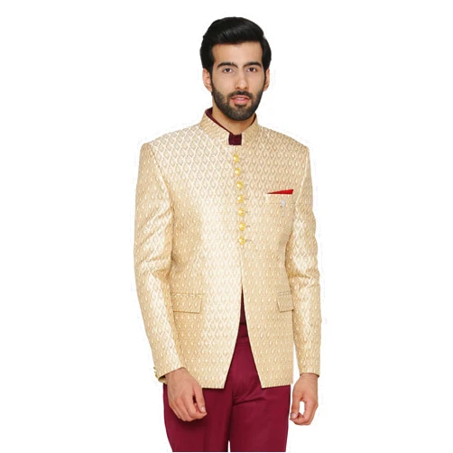 WINTAGE Men's Banarsi Rayon Cotton Casual and Festive Indian Jodhpuri Grandad Bandhgala Blazer : 4 Colors