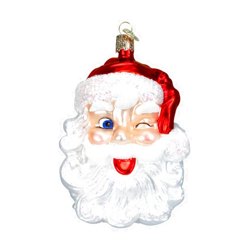 Old World Christmas Ornaments: Assortment of Santas Glass Blown Ornaments for Christmas Tree, Winking Santa