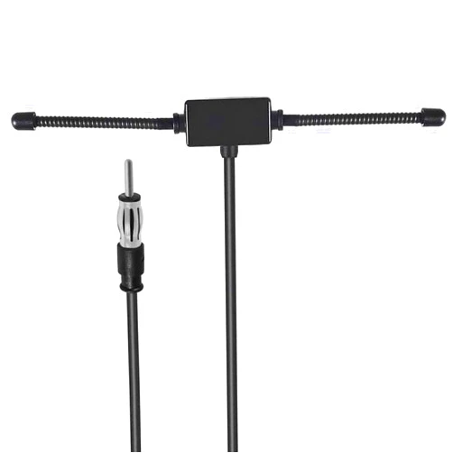 BaseWish Universal Car Stereo AM FM Dipole Antenna - Hidden Adhesive Mount, 10 Feet Cable, DIN Plug Connector (Male) - for Vehicle, Car, Truck, SUV, Radio Stereo Head Unit Receiver Tuner