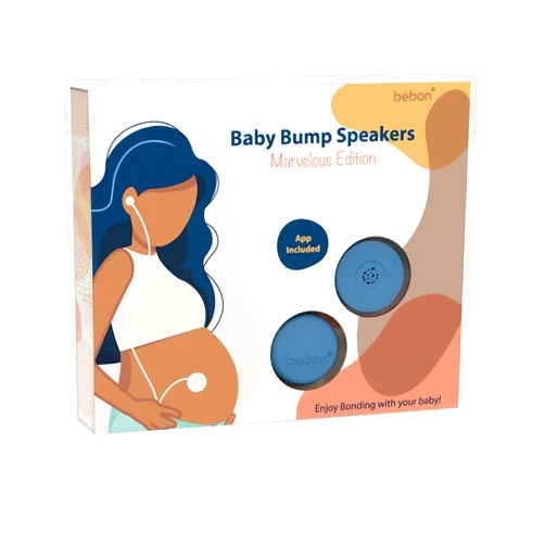 Bebon Baby Bump Headphones Marvelous Edition, Plays and Shares Music, Sound and Voices to The Womb, Prenatal Speaker, Including bebon Tunes APP (Ether Blue)