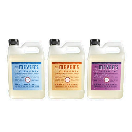 YIERSAN Meyers Mrs Clean Day Liquid Hand Soap Refill Variety Pack, 1 Rain Water Scent, 1 Oat Blossom Scent, 1 Plum Berry Scent, 33 FL OZ (3 CT)