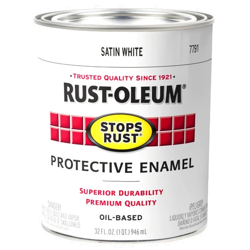 Rust-Oleum 7791502 Protective Enamel Paint Stops Rust, 32-Ounce, White Satin Finish