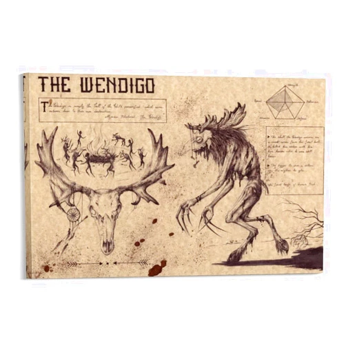 ZZX Art Medium - Wendigo - Algonquian Folklore Art Print Poster Decorative Painting Canvas Wall Art Living Room Posters Bedroom Painting 12x18inch(30x45cm) 29.0