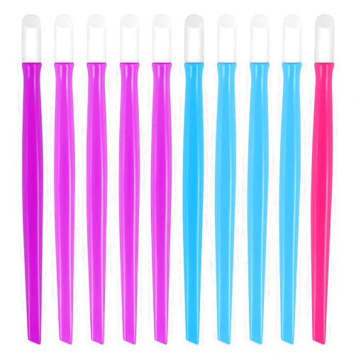 COOLOOK 10pcs Rubber Nail Cuticle Pusher Tipped Plastic Handle Nail Art Tool Nail Acrylic Cuticle Pusher Cleaner (Random Color)