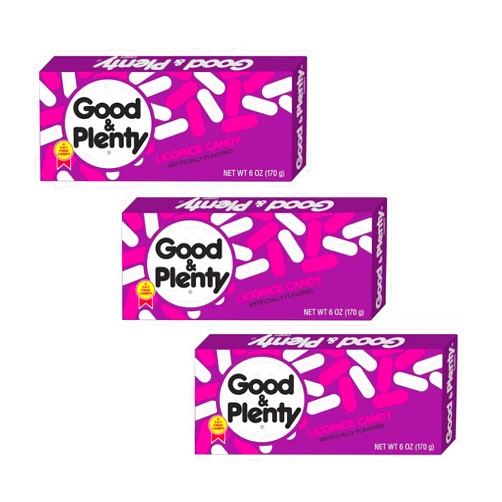 Smiling Sweets Good and Plenty - Pack of 3 - Licorice Flavored Candy - Theatre Box Size - Nostalgic Candy - Perfect for Snacking and Sharing - Smiling Sweets - Chewy and Tasty
