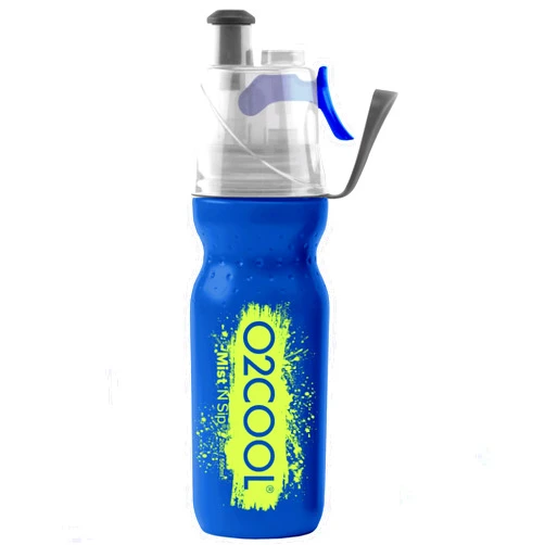 O2COOL Arcticsqueeze Mist 'N Sip Squeeze 20 oz, 2-in-1 Mist ‘N Sip Function Water Bottle, Misting Water Bottle, No Leak Water Bottle (Blue)