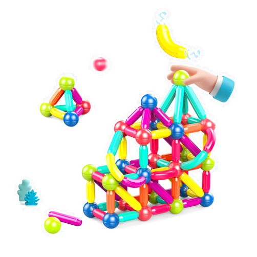 Ferthor Fun Magnetic Balls and Rods Set Building Blocks Magnets for Kids,Learning & Education Toys,Magnetic Sticks Blocks,Montessori Toys for Toddlers,Boys&Girls Gifts (64pcs)