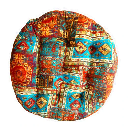 vctops Bohemian Patchwork Round Chair Seat Cushions for Dining Kitchen Office Chairs Patio Soft Cotton Linen Chair Pads (Blue,Diameter 22