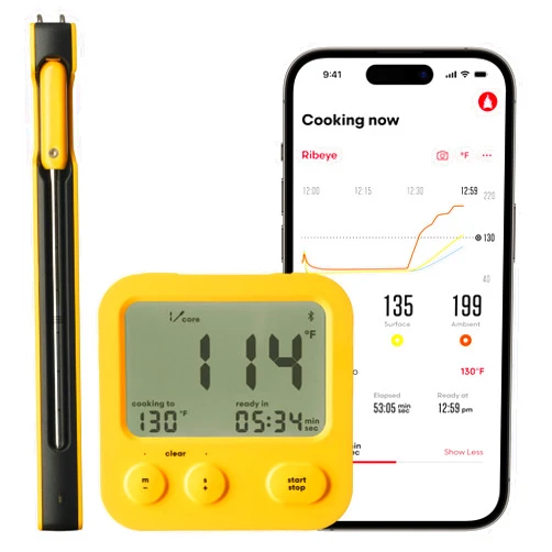 Combustion Inc. Combustion Predictive Thermometer & Display: Wireless Meat Thermometer, Bluetooth + Cloud Connectivity – Eight Sensors for Precise Cooking Predictions – Onboard Food Safety – TrueCore Sensing