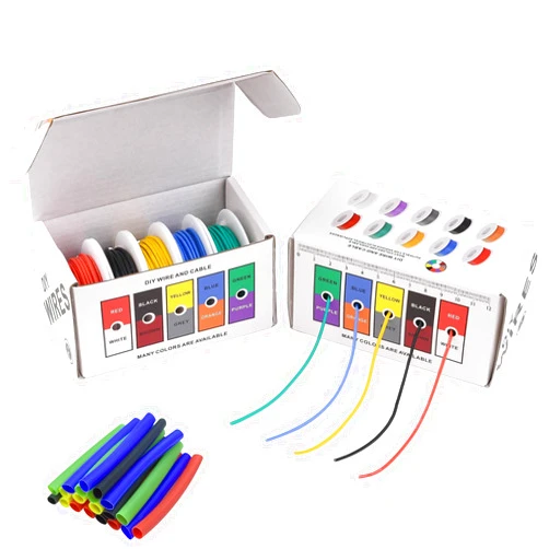 QSJXZGH 20 Gauge Wire Stranded Electrical Wire 20 AWG Electric Hook Up Wire Kit Flexible Silicone Tinned Copper Wires, OD:1.8mm, 5 Colors 19.6ft Each, with Free 20pcs φ3mm Heat Shrink Tubing