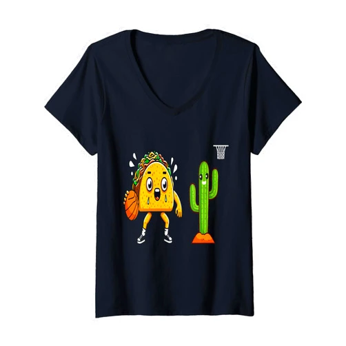 Baseball and Tacos Dabbing Cinco de Mayo women Womens Taco Baseball Cinco De Mayo Mexican Fiesta Boys Men Kids V-Neck T-Shirt
