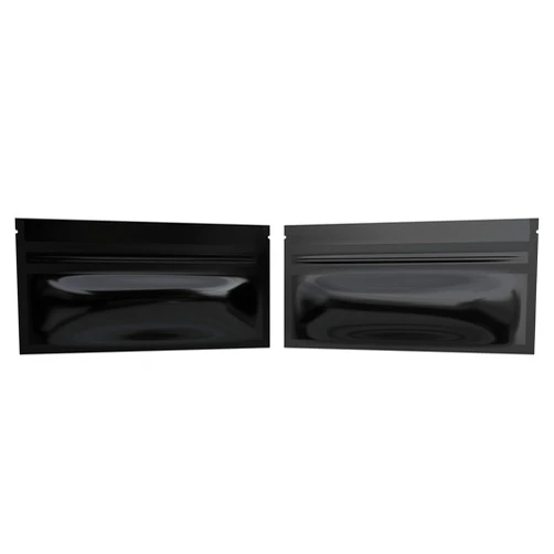 Caviar Locker Mylar Style Barrier Bags – Zipper w/Heat Seal – 100 Bags (Gloss Black/Gloss Black, PR - 6?x2.7?)