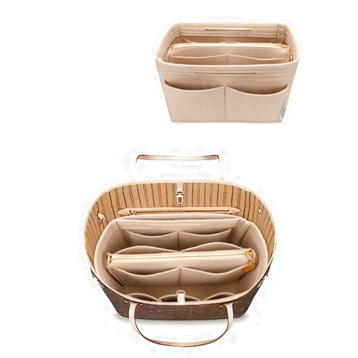 LEXSION Felt Purse Bag Organizer Insert with zipper Bag Tote Shaper Fit Speedy Neverful PM MM