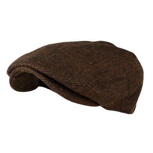 Wonderful Fashion Men's Classic Herringbone Tweed Wool Blend Newsboy Ivy Hat (Large/X-Large, Charcoal)