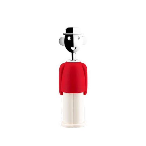 Alessi AAM23 R Alessandro M. - Design Corkscrew in Chrome-plated Zamak and Thermoplastic Resin, Red and White