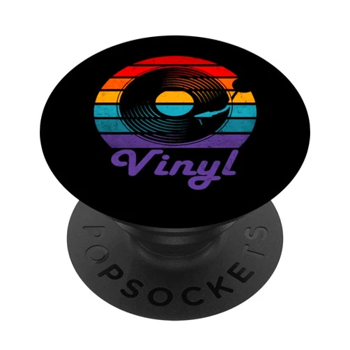 Vintage Vinyl Retro Music LP turntable Retro Vinyl Vintage Sunset Record Player PopSockets Swappable PopGrip