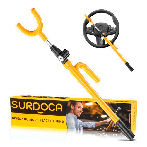 SURDOCA Upgraded Car Steering Wheel Lock Anti-Theft Device, Steering Wheel Locks for Car SUV Van, Easy Installation, Rubber Protection, Extendable Universal Security Device