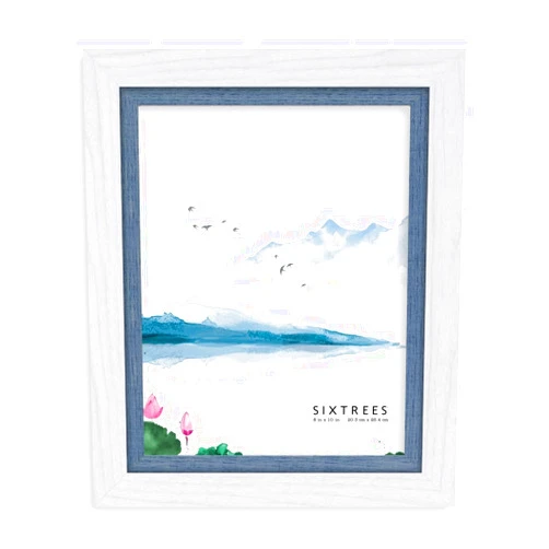 SIXTREES WD32380 8 x 10 in. Shelby White & Blue Wood Picture Frame
