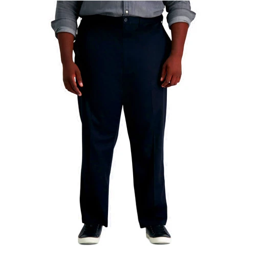 Haggar Men's Premium No Iron Khaki Classic Fit Expandable Waist Flat Front Pant (Regular and Big & Tall Sizes)
