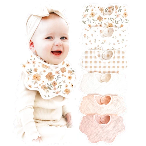 Konssy Muslin Baby Bibs 100% Cotton Absorbent Bandana Drool Bibs for Teething and Drooling, 6-Pack for Baby Boys & Girls