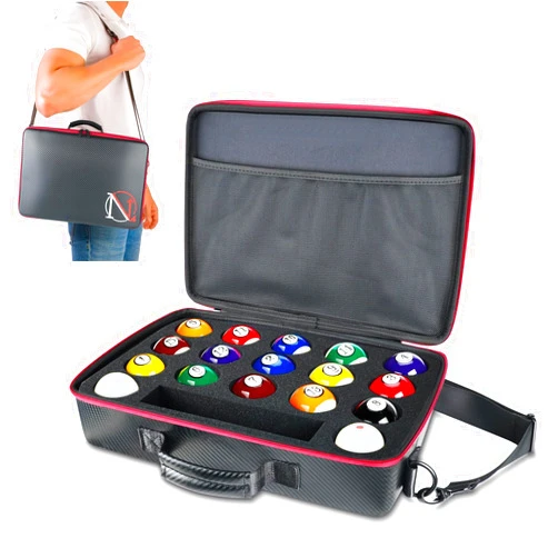 Bvrocio Pool Ball Case, Padded Billiard Carrying Bag with Handle and Shoulder Strap, Billiard Accessories Storage Bag for Pool Balls, Cues, Training Tools,Good for Clubs, Tournaments, Home Use
