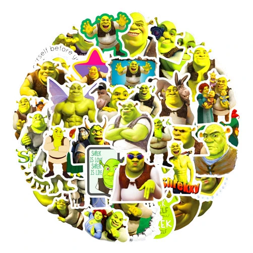 TWGOGOTIC 62Pcs Cartoon Sticker, Funny Cartoon Movie Shrek Waterproof Vinyl Sticker Shre Vinyl Large Deluxe Stickers Variety Pack - Laptop, Water Bottle, Tablet, Skateboard, Indoor/Outdoor - Set of 62
