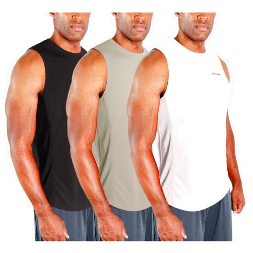 DEVOPS 3 Pack Men's Muscle Shirts Sleeveless Dry Fit Gym Workout Tank Top