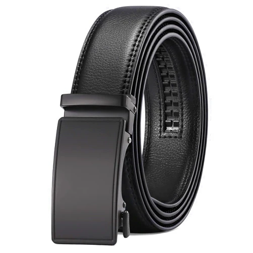 SENDEFN Men's Leather Belt Automatic Ratchet Buckle Slide Belt for Dress Casual Trim to Fit with Gift Box