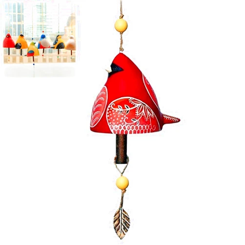 Generic Bird Song Bell, Small Vintage Outdoor Wind Chimes Bird Wind Chime Pendant Courtyard Garden Bird Song Bell Widgets Decoration (Cardinal)