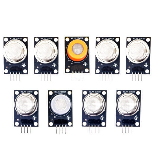 Jujinglobal 9pcs MQ-2 MQ-3 MQ-4 MQ-5 MQ-6 MQ-7 MQ-8 MQ-9 MQ-135 Moke Detection liquefied Methane Gas Sensor Kit Module for Arduino